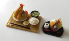 【まみえ様専用】ミニチュアフード　あんみつセットとエビフライ定食