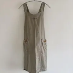 LANCEL エプロン ベージュ 刺繍 綿100% カフェ風 ガーデニング