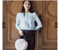 LAUBE BLANC ローブブラン コンパクトクルーネックカーディガン　ブルー