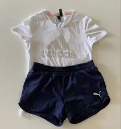 adidasTシャツキラキラS size&PUMAショートパンツ　２点セットM