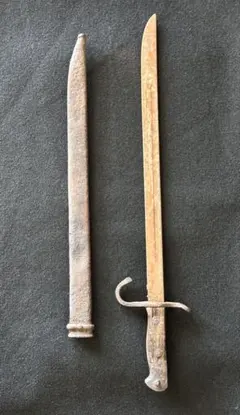 Type 30 Bayonet, Original Training Sword, Replica, Japanese Army, Antique, with Sheath, Rusty, As Is. K