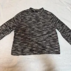 《H&M》ミックスニット 長袖 ハイネック バックジップ