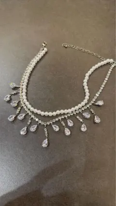 エレガント パール クリスタル ネックレス