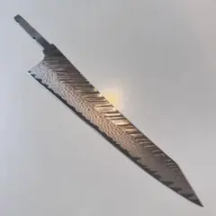 切付牛刀 240mm ダマスカス 刀身（柄なし）反りの剣型　筋引シェフナイフのサムネイル