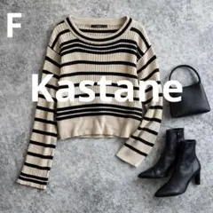 n572【Kastane】ボーダーリブニット ショート丈