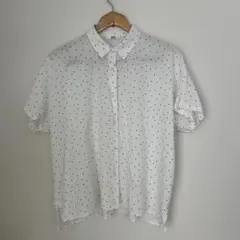 UNIQLO ホワイト ドット柄 半袖シャツ Mサイズ