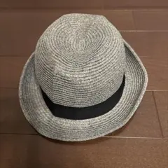 グレー ストライプ フェドーラハット(折り畳み可能)