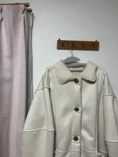 ホワイト リバーシブルボアブルゾン　襟付き　ルノンキュール　即購入OK