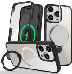 iPhone13/14ケース MagSafe対応 スタンド クリア 両面カバー