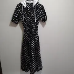 PINKHOUSE ロングワンピース 水玉 フード付き 腰ベルト付き マキシ丈