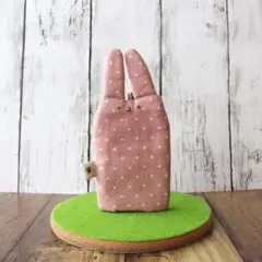 【うさぎが生やせる布キーケース】オリジナルキャラクターハンドメイド水玉キーカバー