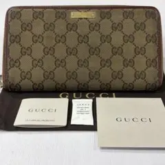 超良品‼️ グッチ　GUCCI 財布　長財布　GGキャンバス　ラウンドファスナー