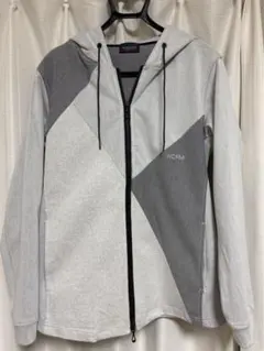 NICOLE CLUB FOR MEN フード付きグレー系ブルゾン