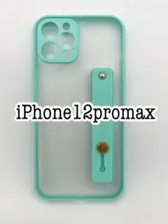 iPhone12promax 半透明　ベルト付きケース　ブルー