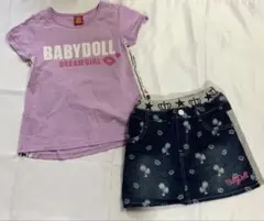 BABYDOLL Tシャツとデニムスカートセット　サイズ各120cm