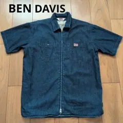 BEN DAVIS デニム ワークシャツ 半袖 ジップアップ　デニムシャツ　Мのサムネイル
