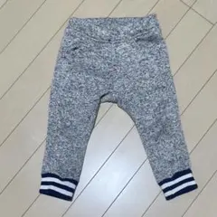 ♡moujonjon♡グレー 杢調 ニット裏起毛パンツ 裾ボーダー ベビー