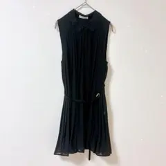 アースミュージックアンドエコロジー　シャツワンピース　ノースリーブ　ブラック　F