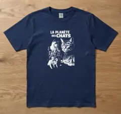 かわいい 面白い 動物 猫の惑星 映画 メンズ&レディースTシャツ 紺 XL