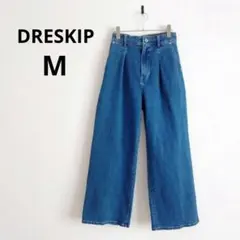 ドレスキップ▶ワイドデニムパンツ 青 ポケットあり Mのサムネイル