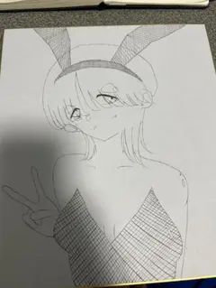 バニー 手描きイラスト アナログイラスト オリジナルイラスト 一点物