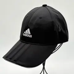 極美品 Y2K adidas ロングビルキャップ ロゴ刺繍 ノームコア ブラック