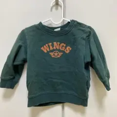 WINGSロゴ付きダークグリーントレーナー 90cm