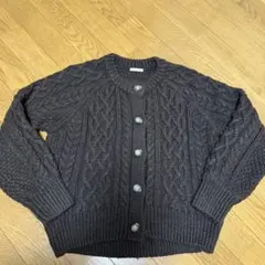 GUブラウンケーブル編み ニットカーディガン　S