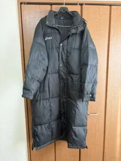 asics アシックス ダウンコート ベンチコート 黒 サイズO（LL）