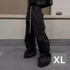 ブラック ワイド バギー カーゴ パンツ ストリート グランジ Y2K モード
