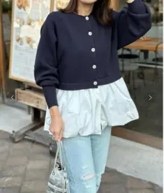 Emma Taylor ビジュー釦バルーンヘムニットカーディガン　◇