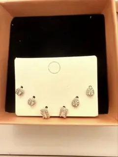 シルバー ダイヤモンド風ピアスセット 6ペア