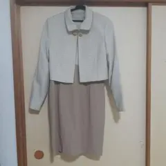 ベージュチェック柄 ジャケットセットアップ　昭和レトロ　9号