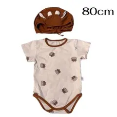 うし耳ボンネット付き　ロンパース