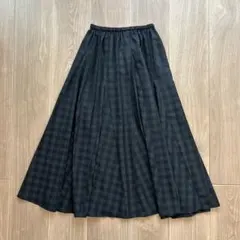 IENA ギンガムチェックパネルスカート　ブラック　黒　グレー　チェックスカート