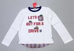 ミキハウス 重ね着風Tシャツ 長袖 車 ワッペン 小ポケット 日本製 140