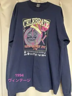90s古着 USA製 Fruit of the Loom ロンT XL ネイビーのサムネイル