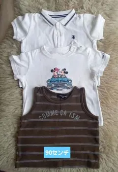 90センチ　半袖Tシャツ　タンクトップ　コムサ　3枚セットのサムネイル