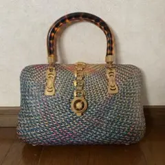 FERMANI ハンドバッグ イタリア製 ネイビー ゴールドショルダーベルト 