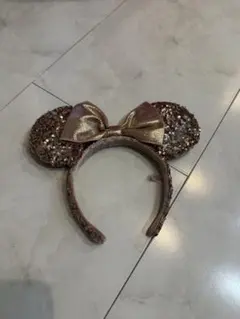 ミニーマウス ゴールドスパンコールカチューシャ