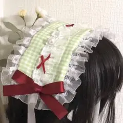 ハンドメイド ヘッドドレス メロンクリームソーダ レトロ 喫茶店 ロリィタ