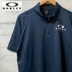 オークリー OAKLEY 半袖 ゴルフウェア ハーフジップ ネイビー XLサイズ