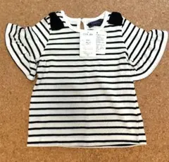 未使用　ストライプフリル袖Tシャツのサムネイル