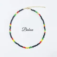 BABOU（n86）おしゃれカラフルビーズネックレス　ラスタカラー