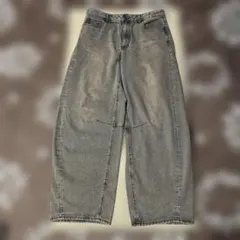 GU バレルレッグジーンズ ブラウン XL