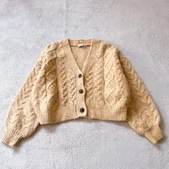 美品✨AVAN LILY（F）ケーブル編み カーディガン ベージュ 長袖 ニット