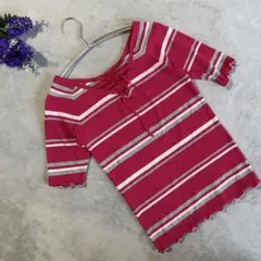 AS KNOW AS PINKY／半袖カットソー 2way レースアップ フリル