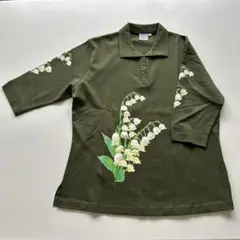 未使用◆FairyStyle 綿カットソー QVC 花プリント スキッパーLL