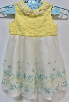 メゾピアノ チュールドレス 花柄 黄色 90 大きめ