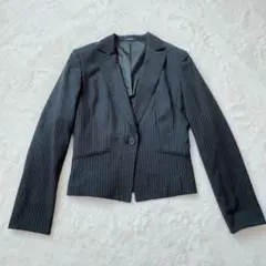 コムサイズム　ジャケット　スーツ　ストライプ　レディース　ネイビー